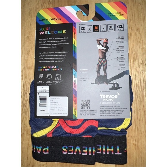 Pair of Thieves Men's Super Fit Mesh Magic Boxer Brief Trevor Project Pride MD - Picture 2 of 5